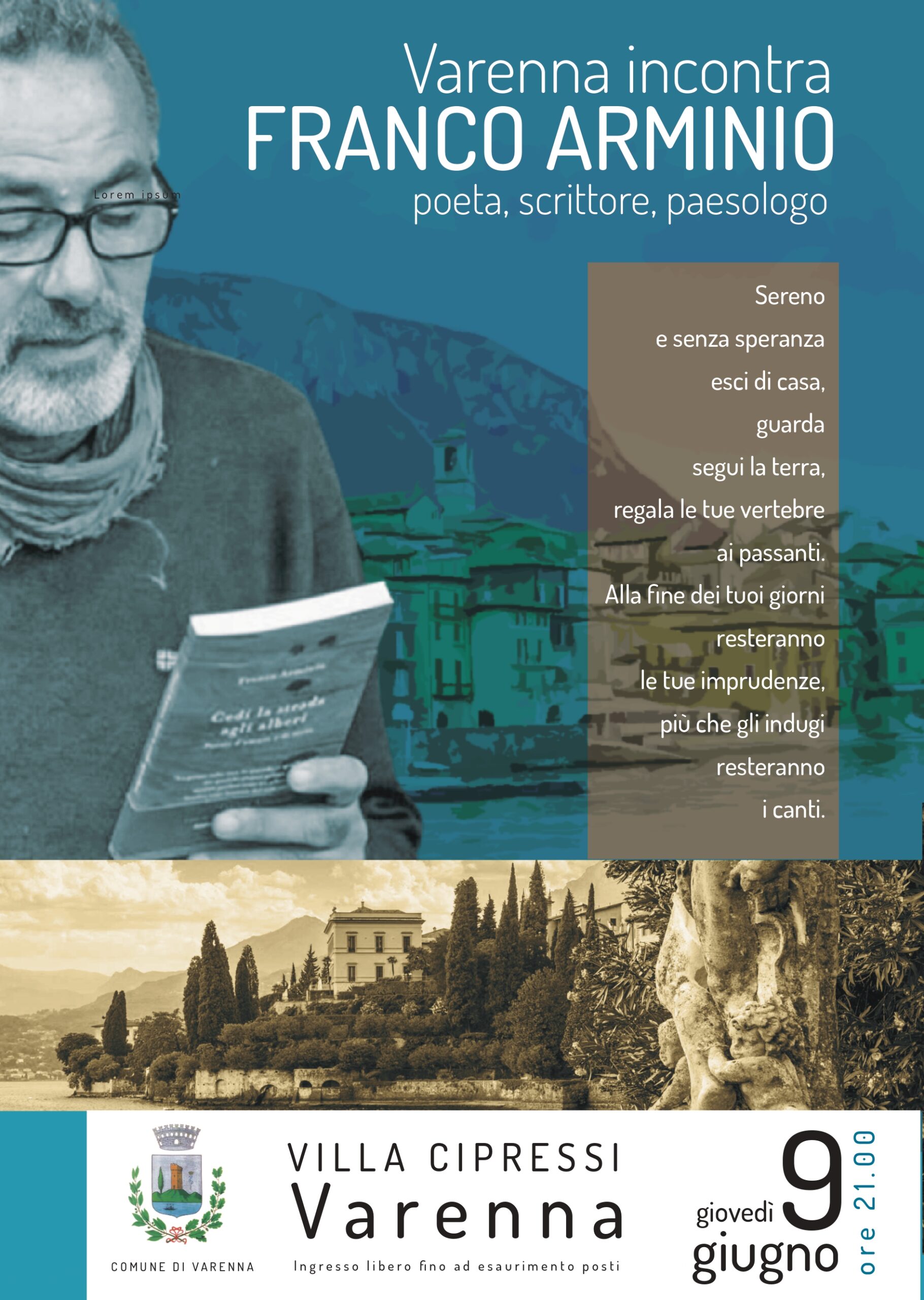 Domenica 3 settembre, il poeta Franco Arminio a Cagliari con il